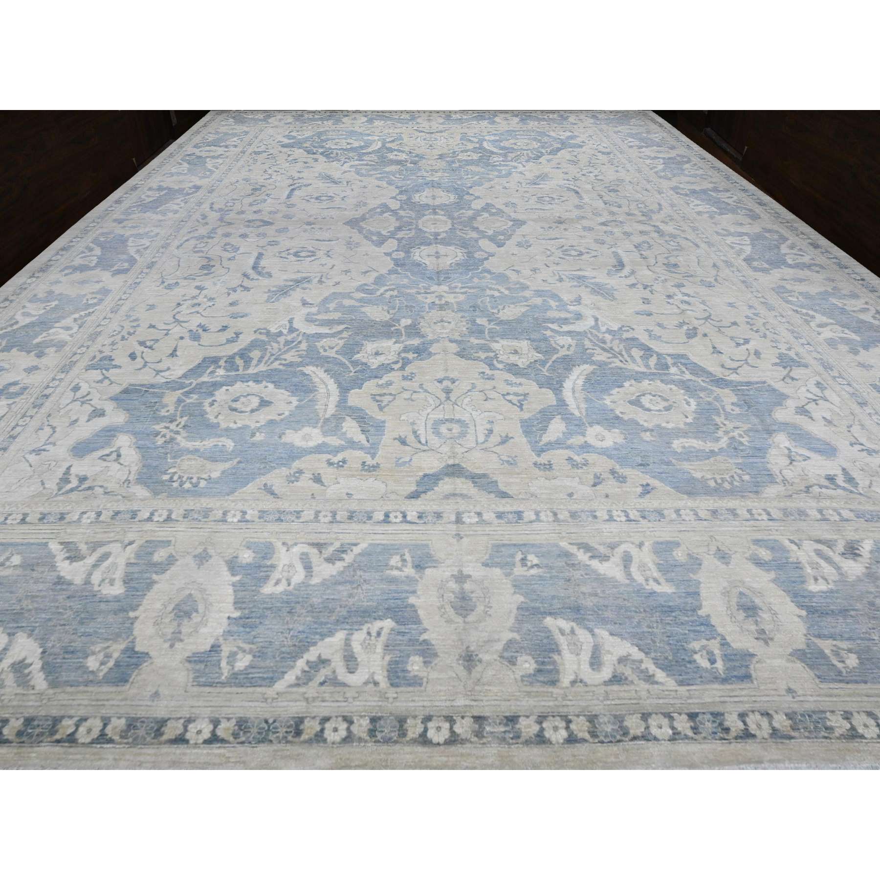 White-Wash-Vintage-Silver-Wash-Hand-Knotted-Rug-447385