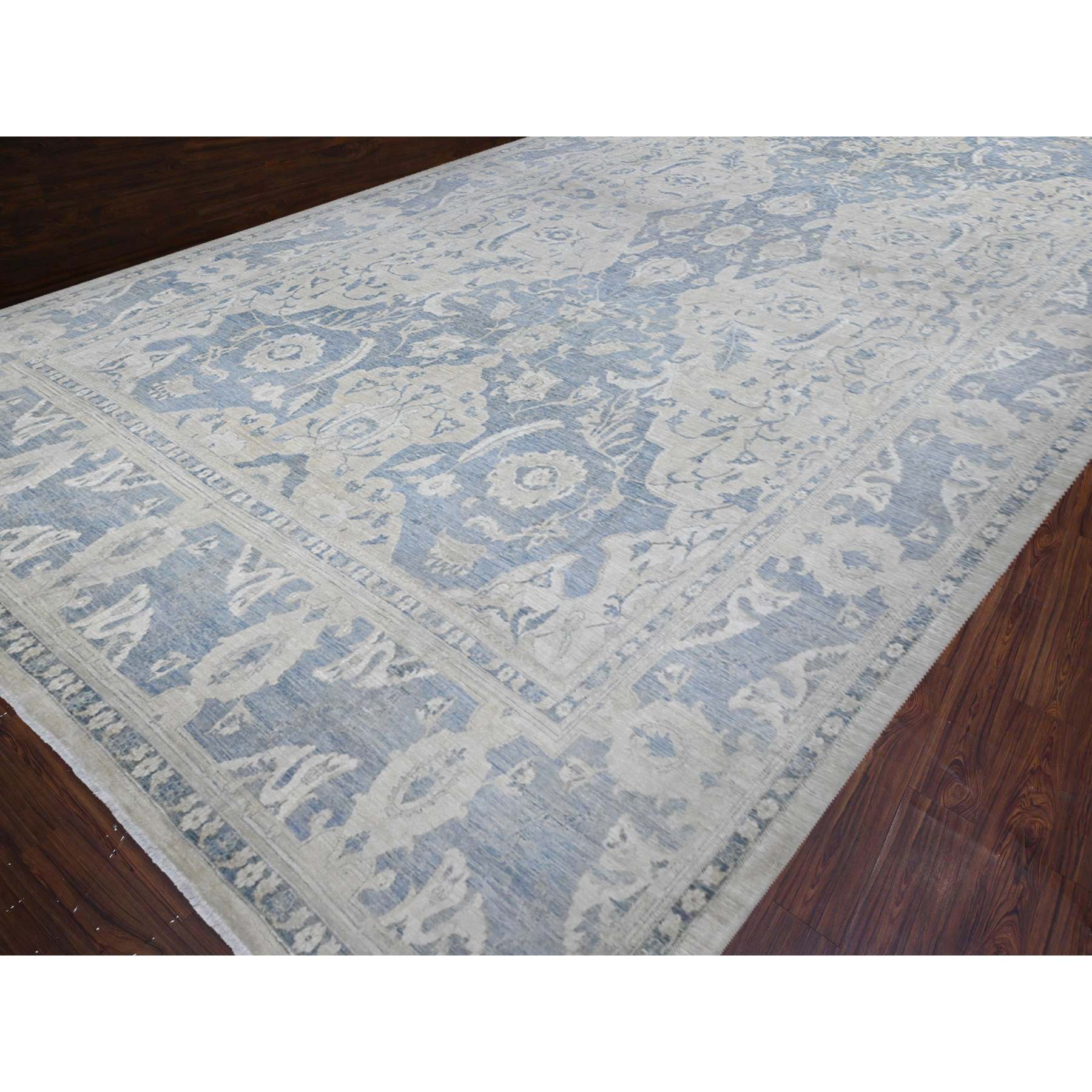 White-Wash-Vintage-Silver-Wash-Hand-Knotted-Rug-447385