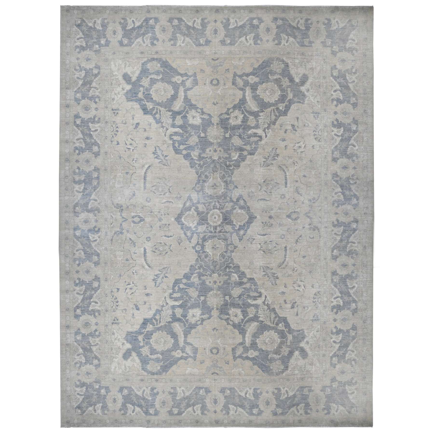 White-Wash-Vintage-Silver-Wash-Hand-Knotted-Rug-447390