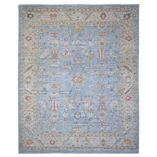 Argentina Blue, Natural Dyes, Hand Knotted Fine Aryana Peshawar, Pure Wool, Heriz All Over Design, XL Oriental Rug