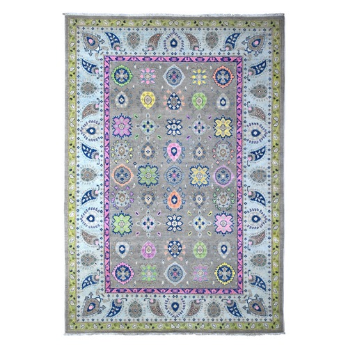 Dorian Gray, Colorful Fusion Kazak, Hand Knotted, Organic Wool, Caucasian All Over Design, Oriental Rug
