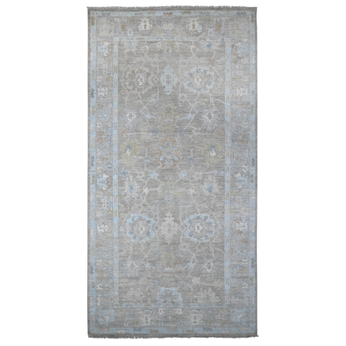 Old Silver Gray, All Over Village Medallions Design, Wool Weft, Hand Knotted, Natural Dyes, Afghan Angora Oushak, Oversized Oriental 