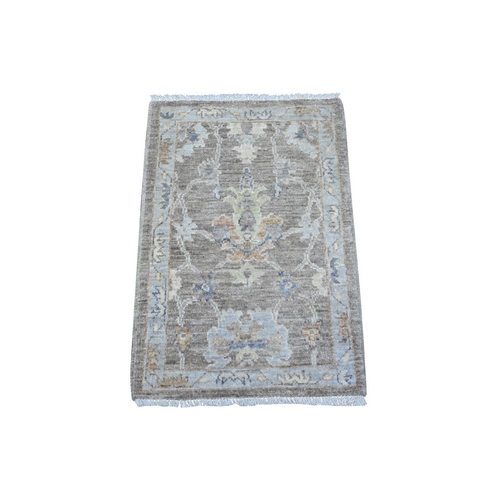 Old Silver Gray, Natural Dyes, Hand Knotted, Wool Weft, Afghan Angora Oushak, Rural Motifs All Over Design, Oriental Mat 