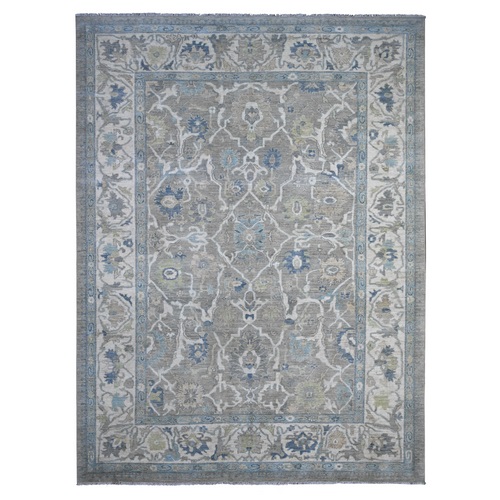Spanish Gray, Organic Wool, Natural Dyes, Hand Knotted, All Over Mahal Design, Oriental Rug