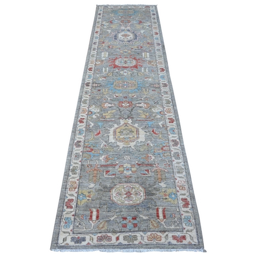 Lava Gray, North West Fine Persian Design With Aryana Collection, Hand Knotted, Vegetable Dyes, Vibrant Wool, Runner Oriental Rug