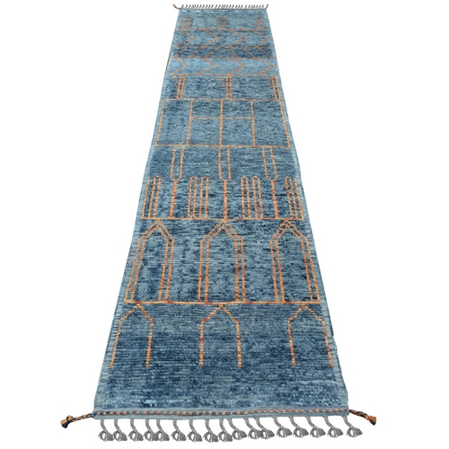 Slate Gray, Zemmour Hand Knotted Moroccan Weave, Vegetable Dyes, Soft and Velvety Wool, Runner Oriental Rug