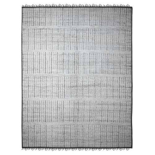 Gesso White, Beni Ourain Moroccan Weave, Vegetable Dyes, Hand Knotted Vertical Line Pattern, Extra Soft Wool, Oversized Oriental Rug