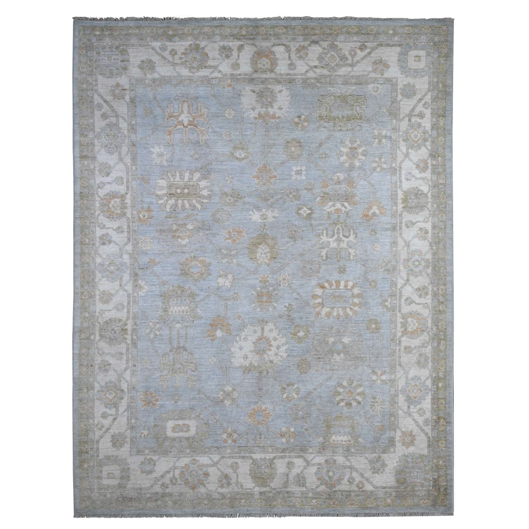 Oushak-And-Peshawar-Hand-Knotted-Rug-447760