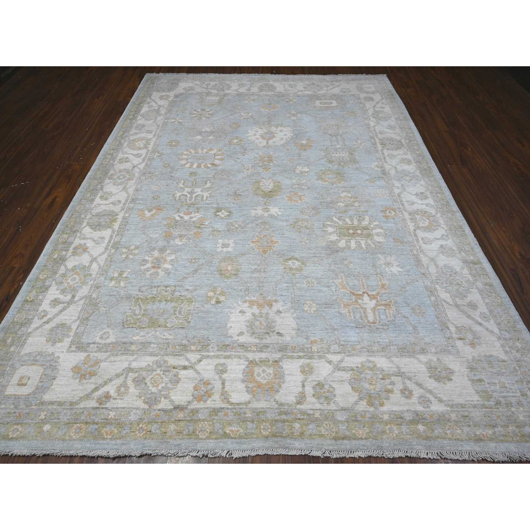 Oushak-And-Peshawar-Hand-Knotted-Rug-447760