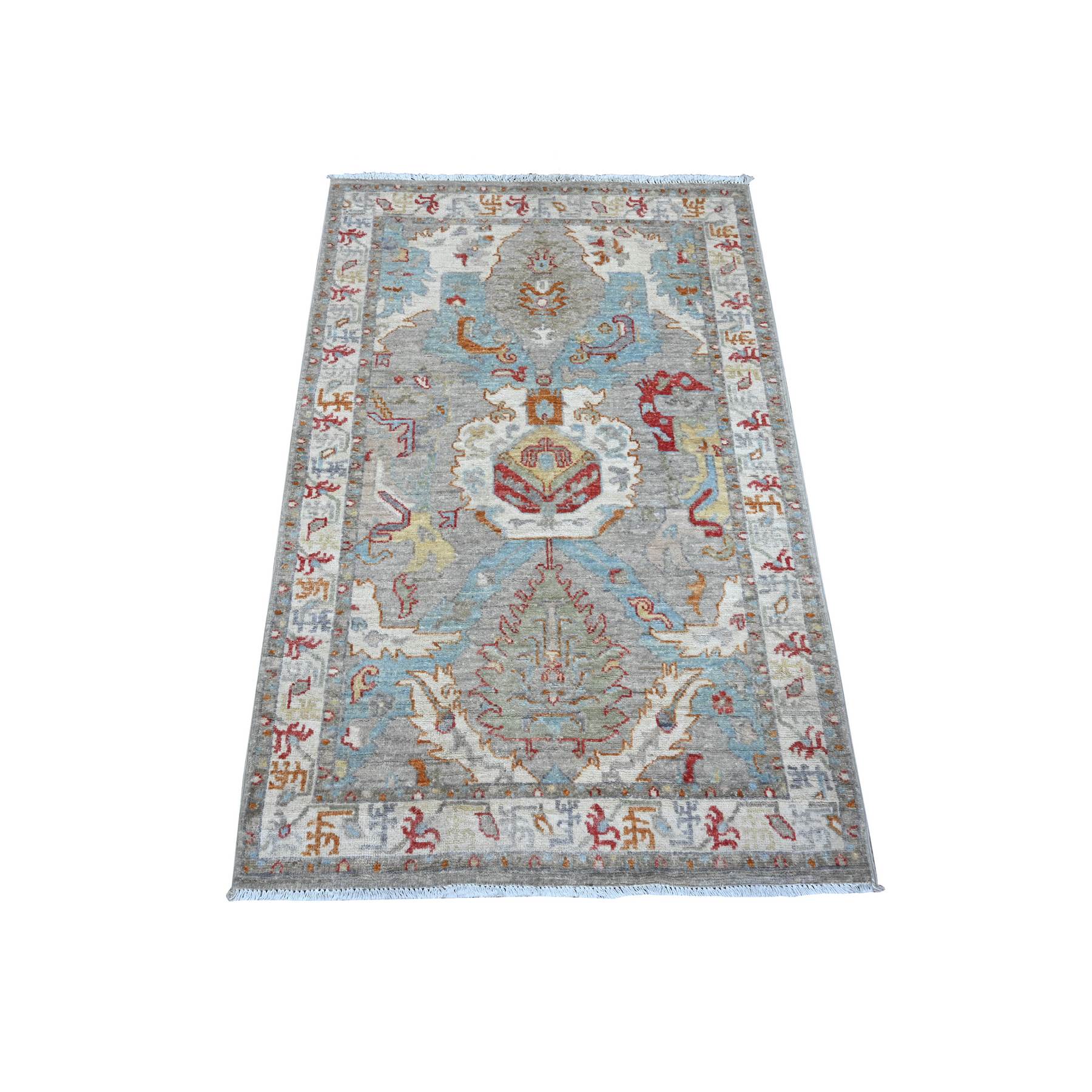 Oushak-And-Peshawar-Hand-Knotted-Rug-448115