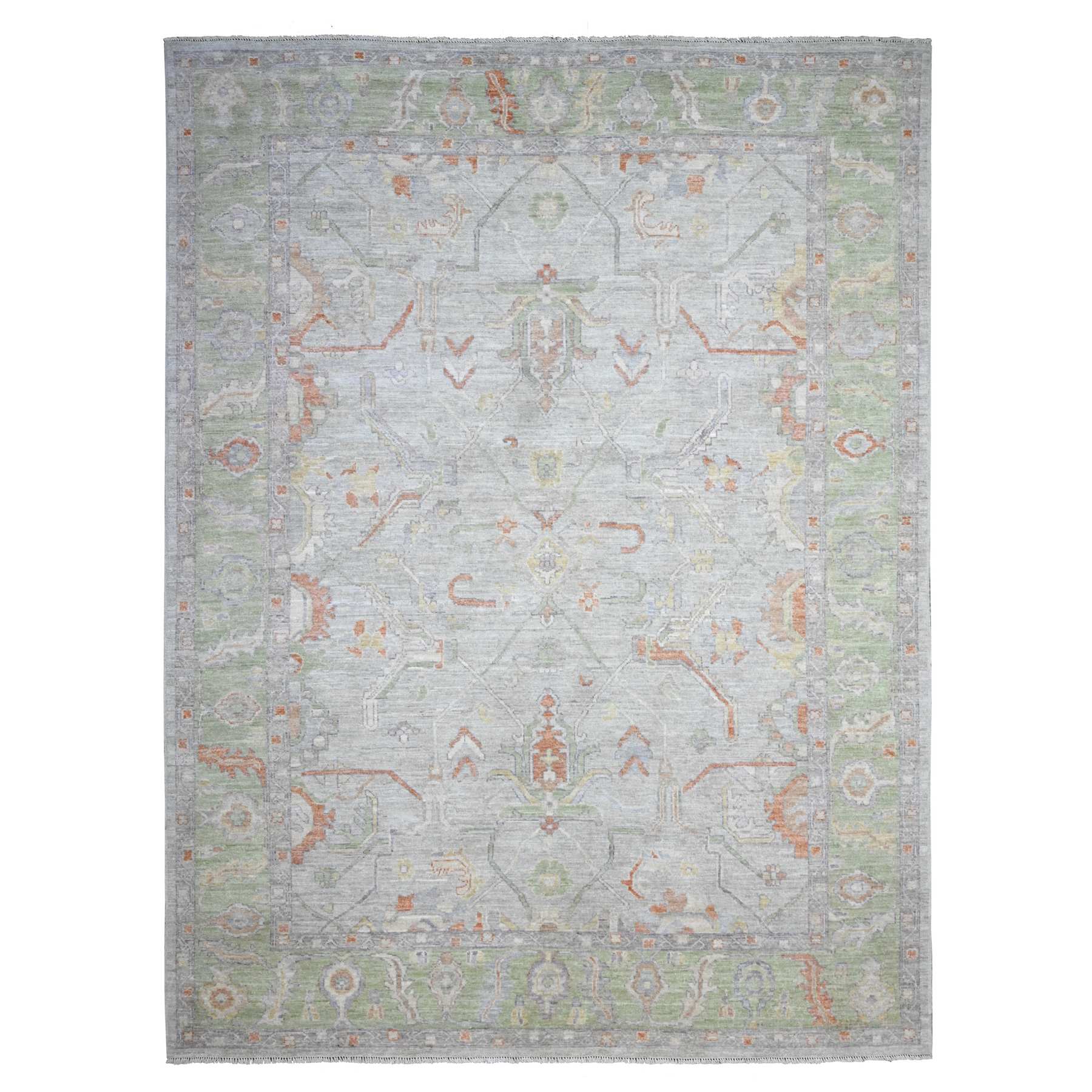 Oushak-And-Peshawar-Hand-Knotted-Rug-448480