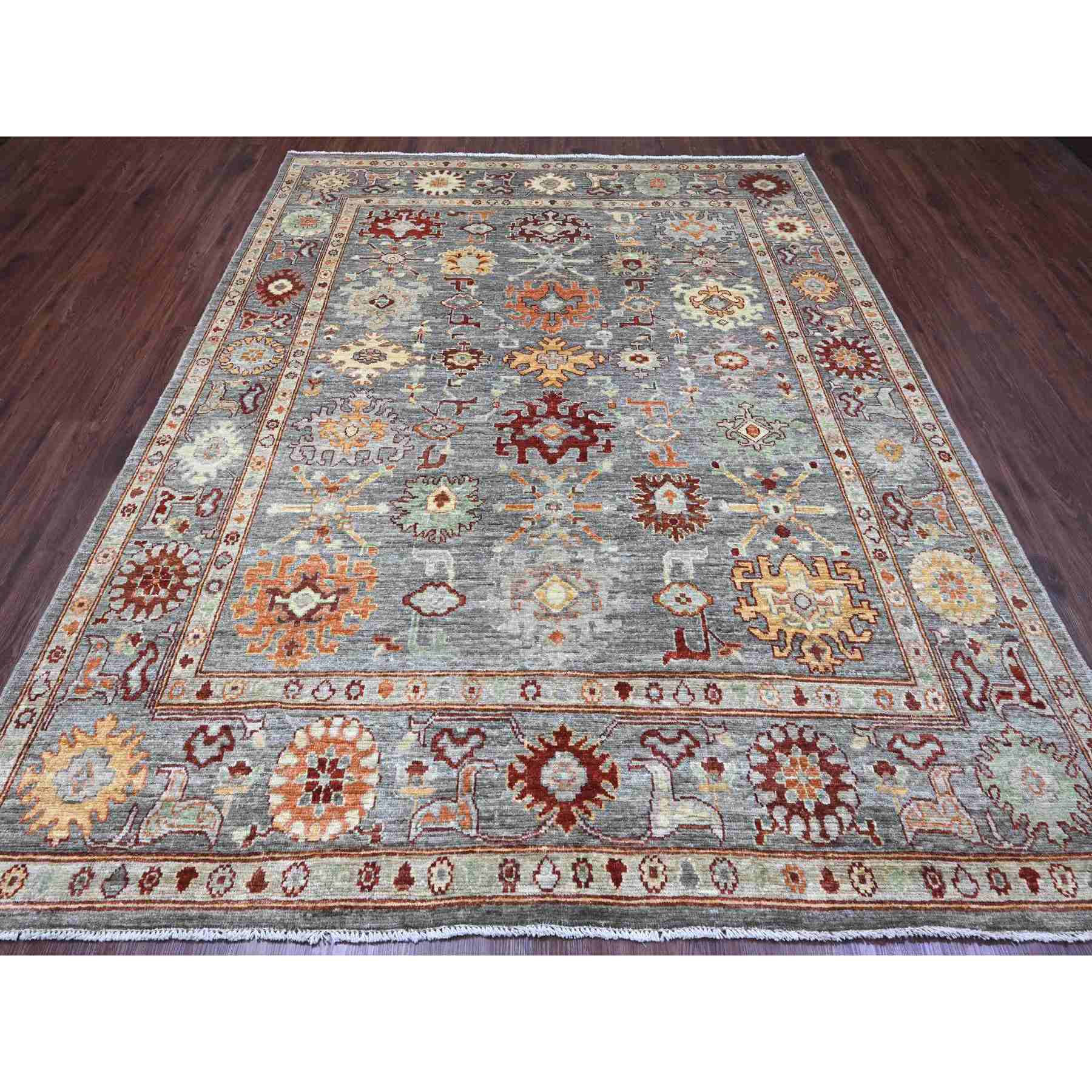 Oushak-And-Peshawar-Hand-Knotted-Rug-448795