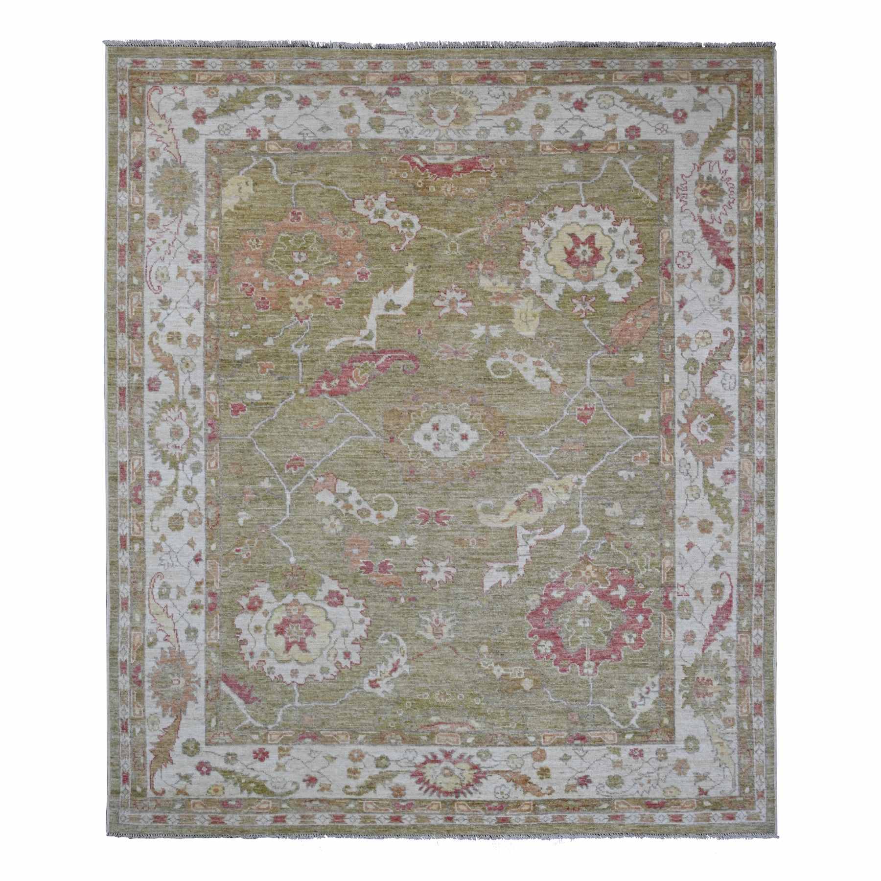 Oushak-And-Peshawar-Hand-Knotted-Rug-448835