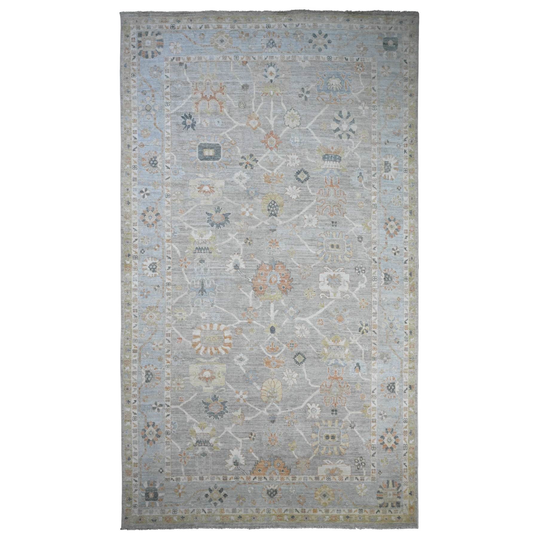 Oushak-And-Peshawar-Hand-Knotted-Rug-448875