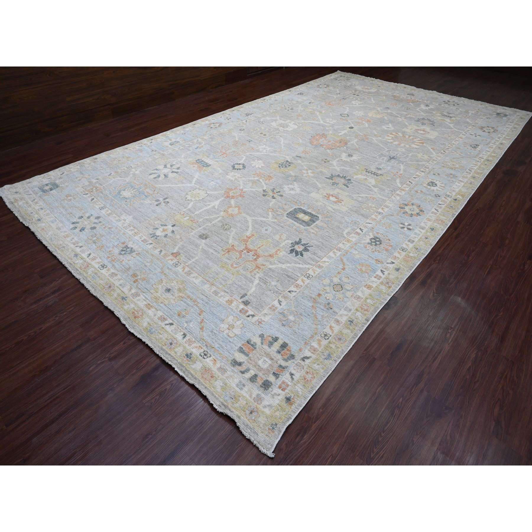 Oushak-And-Peshawar-Hand-Knotted-Rug-448875