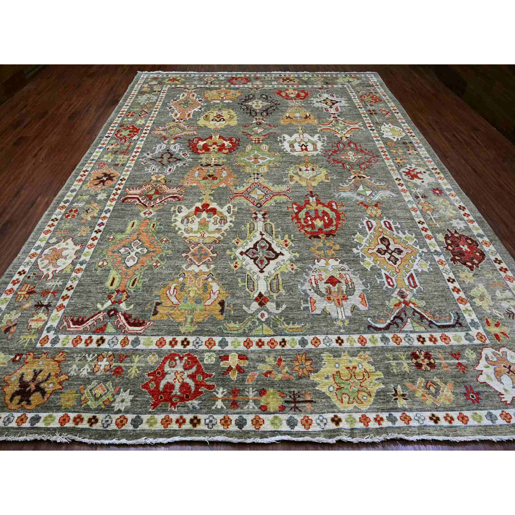 Oushak-And-Peshawar-Hand-Knotted-Rug-449295