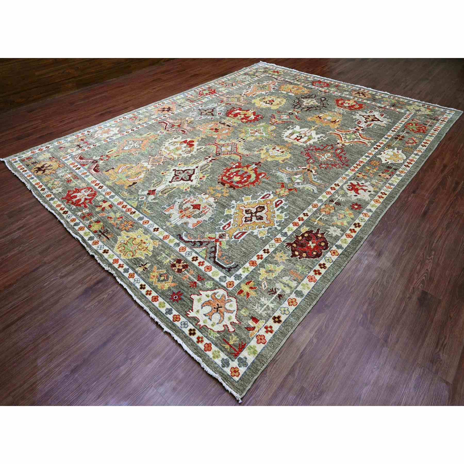 Oushak-And-Peshawar-Hand-Knotted-Rug-449295