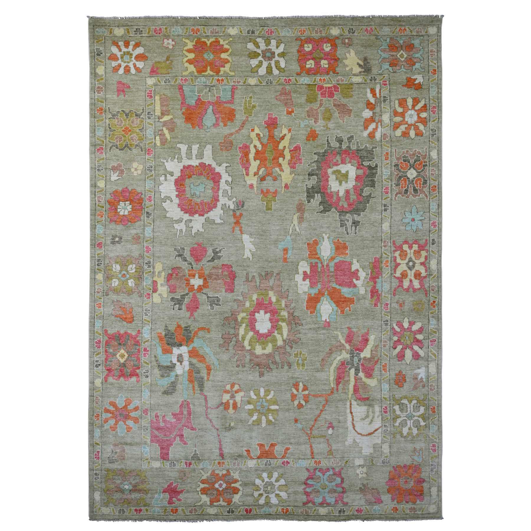 Oushak-And-Peshawar-Hand-Knotted-Rug-449310