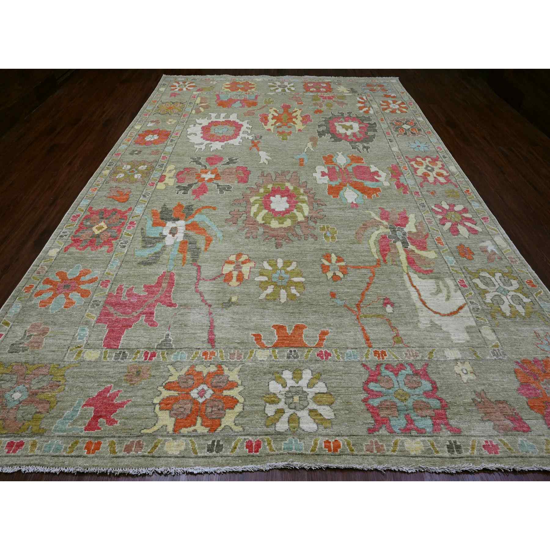 Oushak-And-Peshawar-Hand-Knotted-Rug-449310