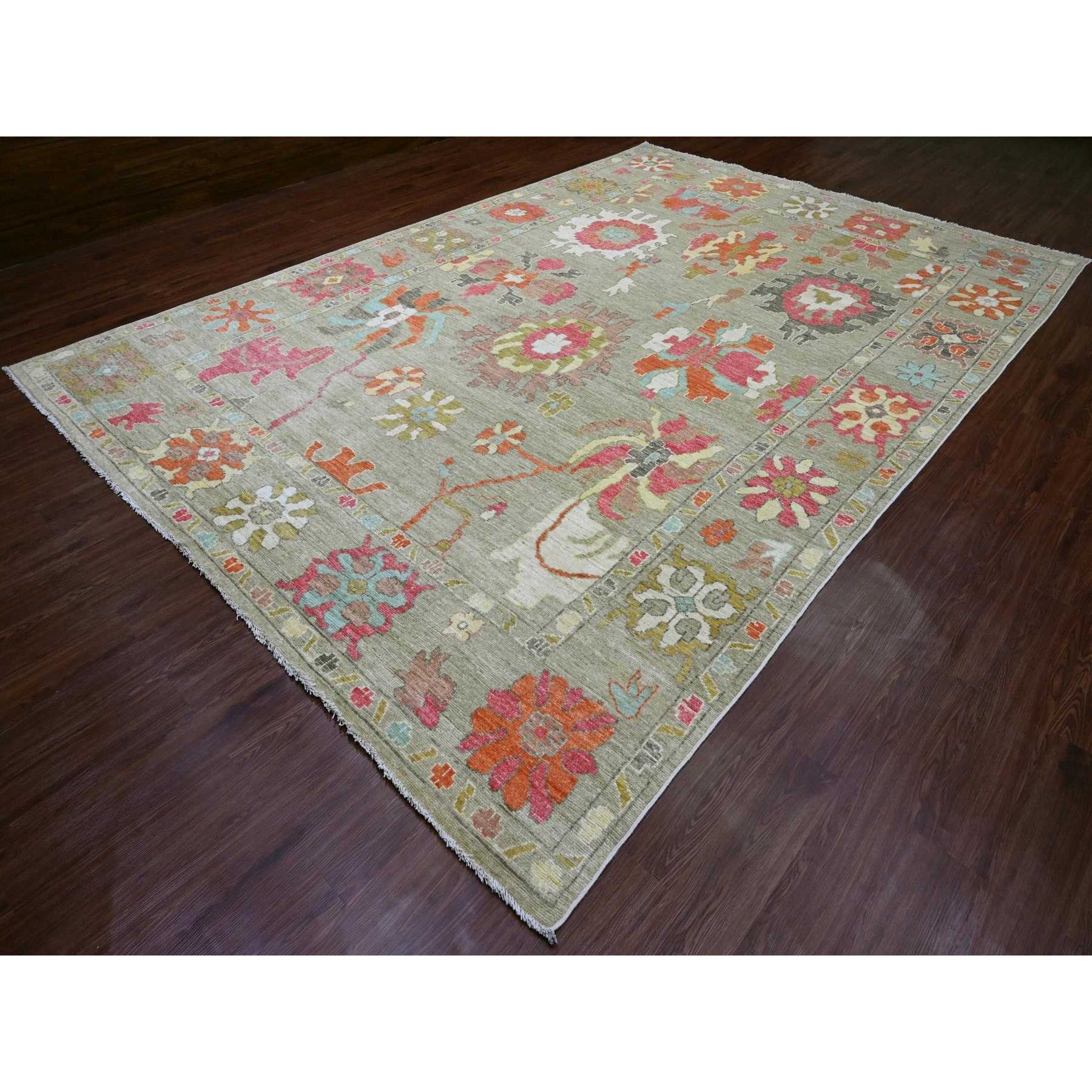 Oushak-And-Peshawar-Hand-Knotted-Rug-449310