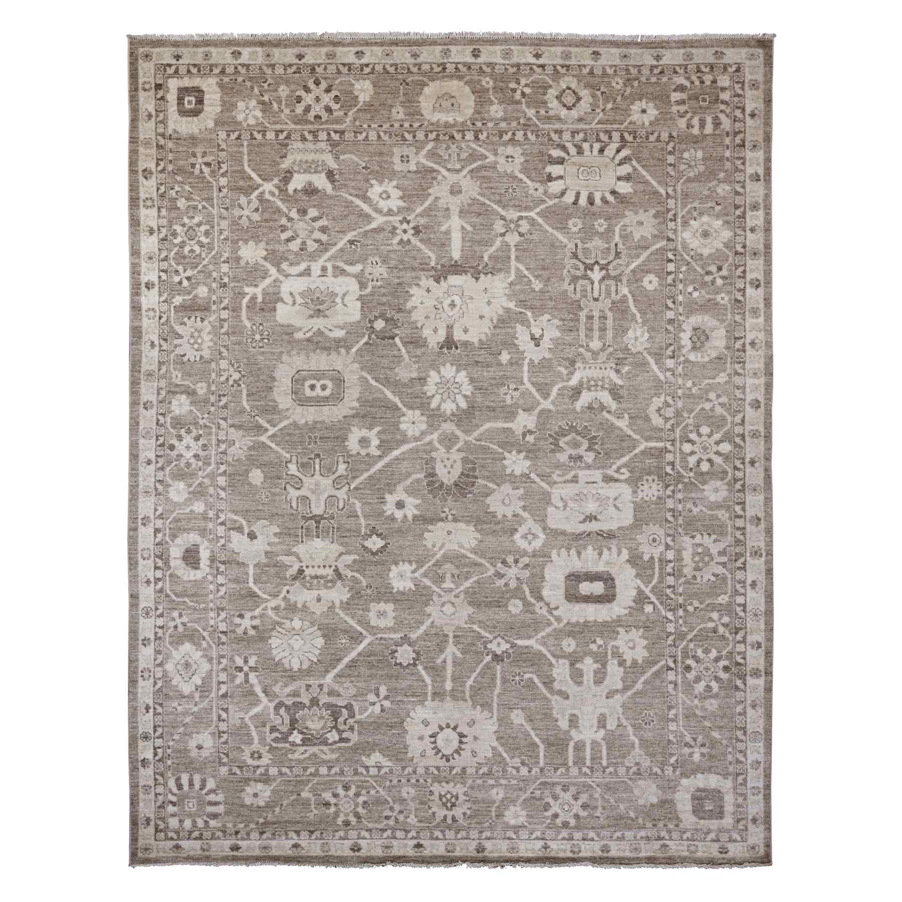 Oushak-And-Peshawar-Hand-Knotted-Rug-449335