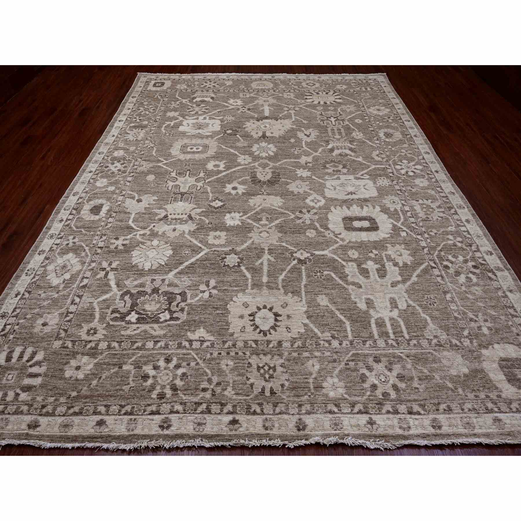 Oushak-And-Peshawar-Hand-Knotted-Rug-449335