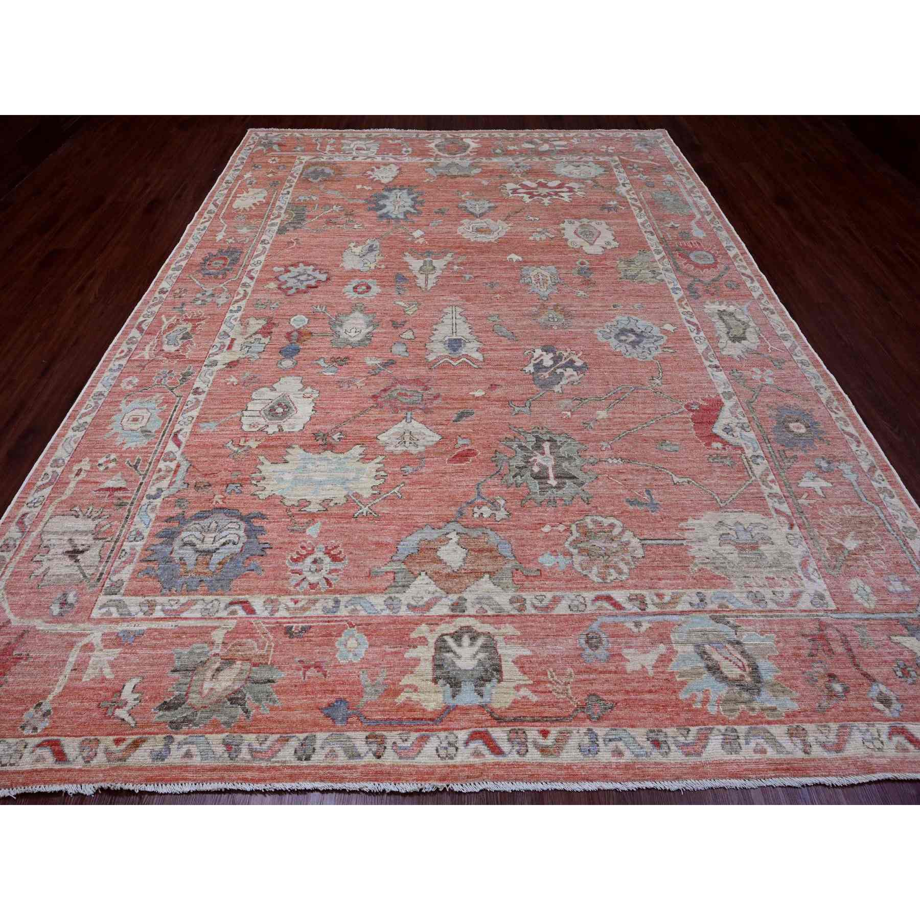 Oushak-And-Peshawar-Hand-Knotted-Rug-449345