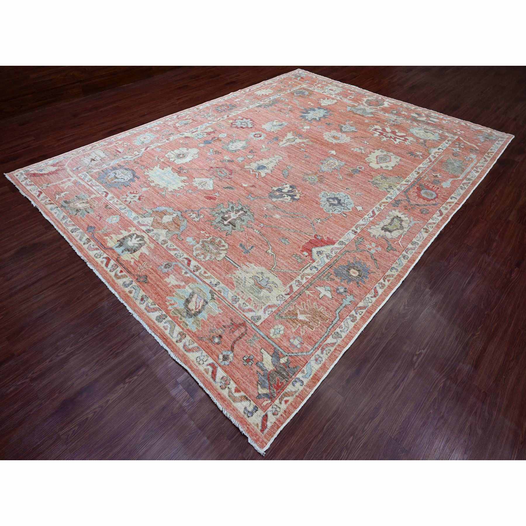 Oushak-And-Peshawar-Hand-Knotted-Rug-449345