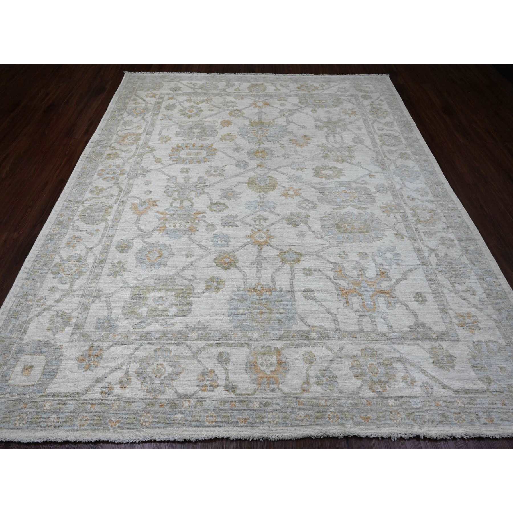 Oushak-And-Peshawar-Hand-Knotted-Rug-449350