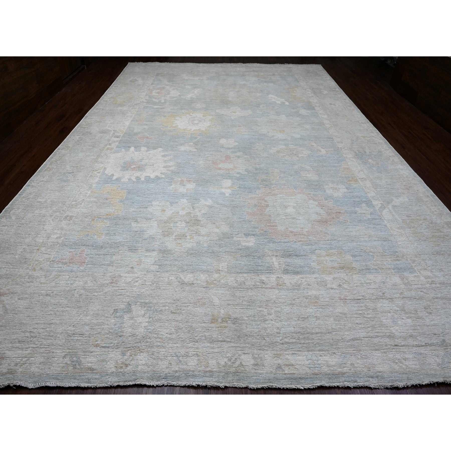 Oushak-And-Peshawar-Hand-Knotted-Rug-449365