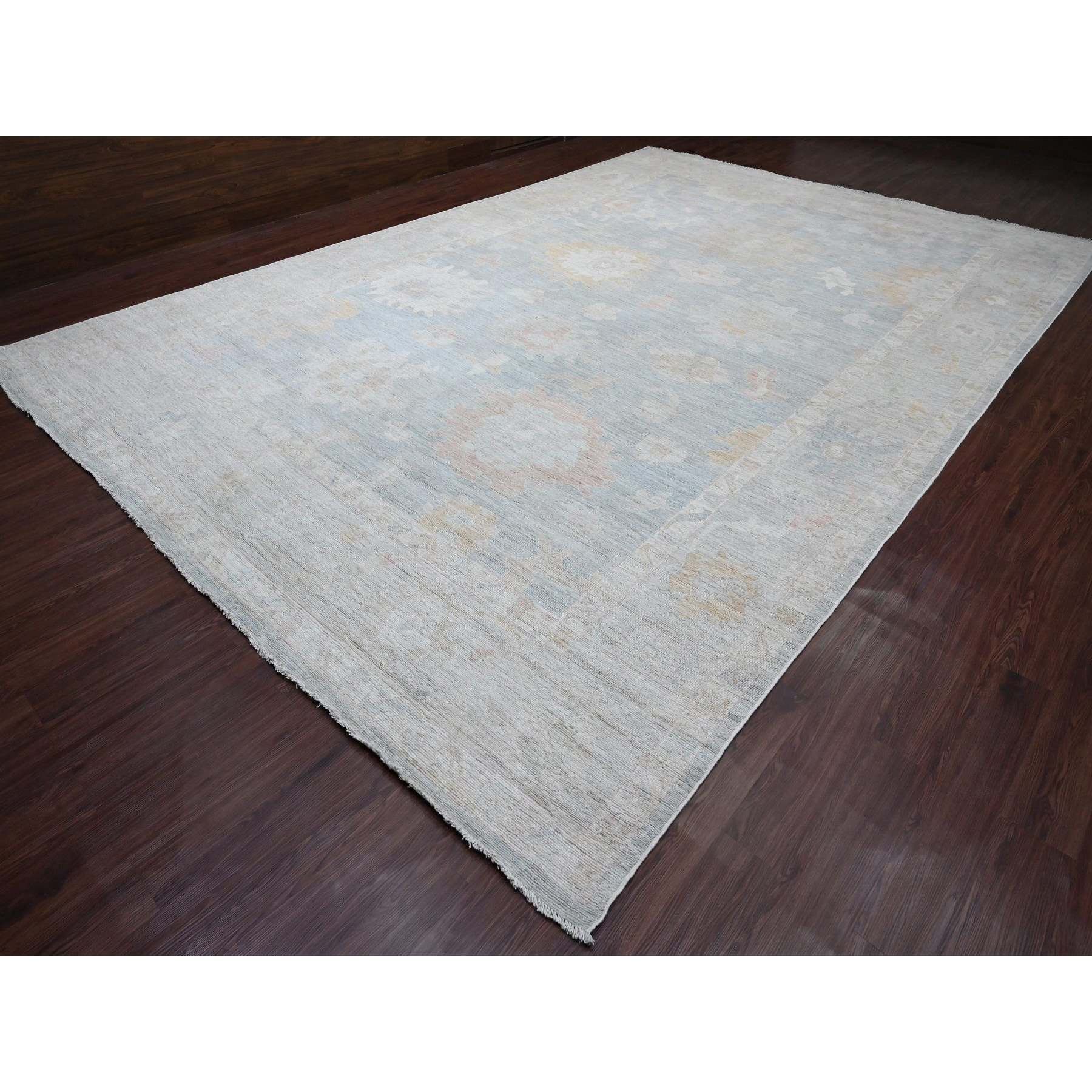 Oushak-And-Peshawar-Hand-Knotted-Rug-449365