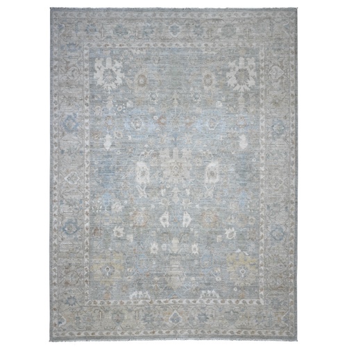 Medium Gray, Denser Weave, Hand Knotted Soft And Velvety Wool, Heriz All Over Design, Natural Dyes, Oriental Rug