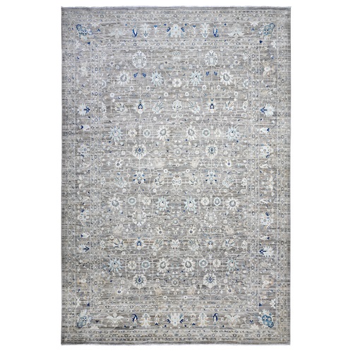 Gentle Gray, All Natural Wool, Vegetable Dyes, Densely Woven, Hand Knotted, Fine Peshawar Heriz, XL Oriental Rug