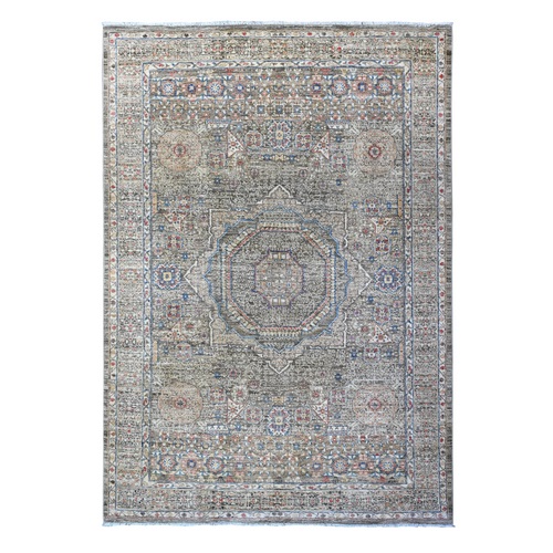 Nickel Gray, Fine Aryana with Pre Historic 14th Century Influence Mamluk Design, Organic Wool, Hand Knotted Vegetable Dyes, Oriental Rug