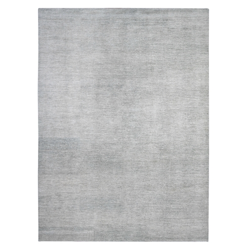 Glacier Gray, Single Color With Plain Design, Vegetable Dyes, Soft and Velvety Wool, Shabby Chic, Modern Peshawar Hand Knotted, Oriental Rug
