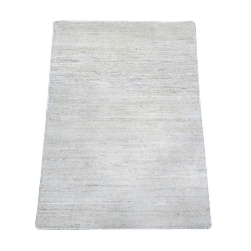 Bone White, Single Color Modern Peshawar with Plain Design, Sample, Shabby Chic, Hand Knotted Natural Dyes, 100% Wool, Mat, Oriental Rug