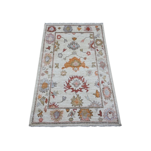 Natural White, Angora Oushak, All Natural Dyes, Hand Knotted, Extra Soft Wool Weft, Rural Elements All Over, Afghan Oriental Rug