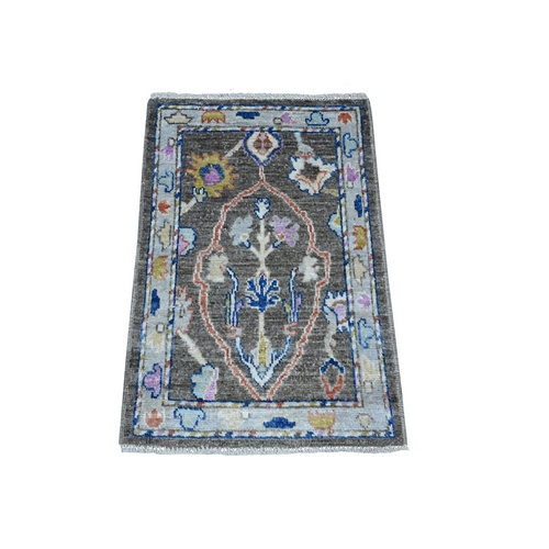 Scorpion Gray, Soft Wool Weft, Afghan Angora Oushak, Vegetable Dyes, Hand Knotted, Tribal Flower And Leaf Design, Mat Oriental 