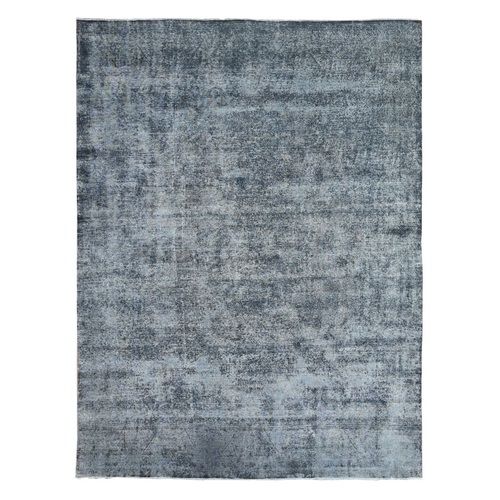 Zombie Gray, Worn Wool, Hand Knotted, Broken Design, Distressed Look, Vintage Persian Kerman, Overdyed And Secured, Oriental 