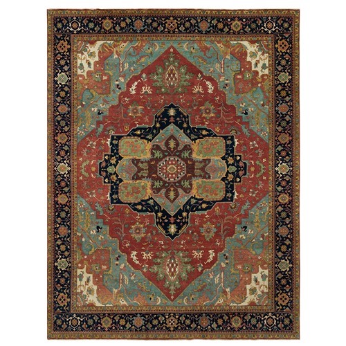 Barn Red, Vegetable Dyes Antiqued Hand Knotted Fine Heris Re-Creation, Soft Wool and Soft Pile, Densely Woven Oversized Oriental Rug 