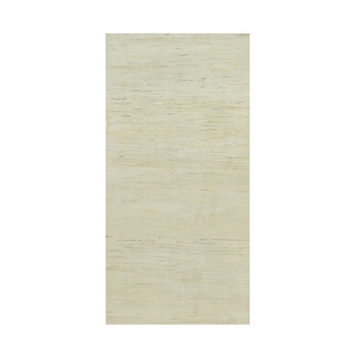 Parchment White, Soft to The Touch, Lori Buft Gabbeh Plain Persian Wool Design, Thick and Plush, Hand Knotted, Wide Runner Oriental Rug