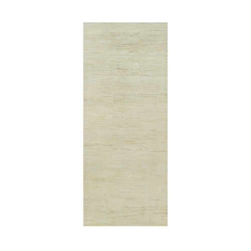 Macadamia White, Thick and Plush, Soft to The Touch, Lori Buft Gabbeh Plain Design, Hand Knotted Persian Wool, Oriental Wide Runner Rug