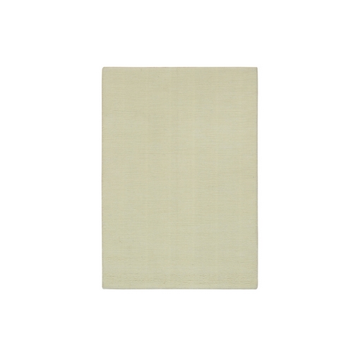 Photon White, Thick and Plush, Modern Plain Loom Knotted Wool and Plant Based Silk, Mat Oriental 