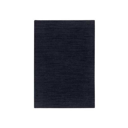 Millennium Blue, Soft Pile Wool and Plant Based Silk, Thick and Plush,  Loom Knotted, Plain Modern Mat Oriental 