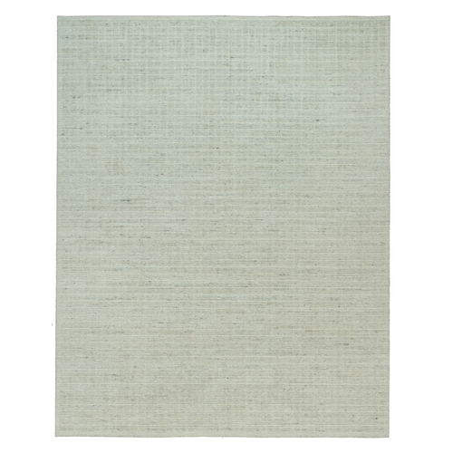 Dove White, Modern Box Design, Plain Decor, All Undyed natural wool and Loom Knotted, Oriental Rug