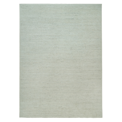 Moonlight White, Plain Decor Modern Box Design, Loom Knotted 100% Undyed natural wool, Oriental Rug