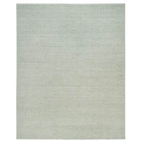 Cloud White, Loom Knotted, Modern Box Design and Plain Decor, Pure Undyed natural wool, Oversized Oriental Rug