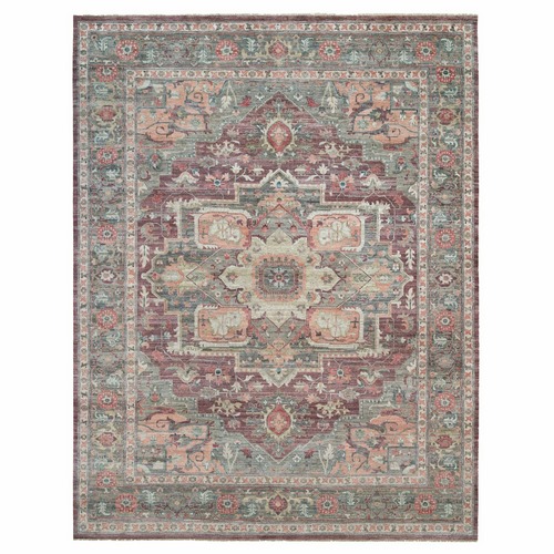 Popstar Red, Heriz Thick and Plush Revival, Vegetable Dyes, Pure Wool, Oversized Hand Knotted Oriental Rug