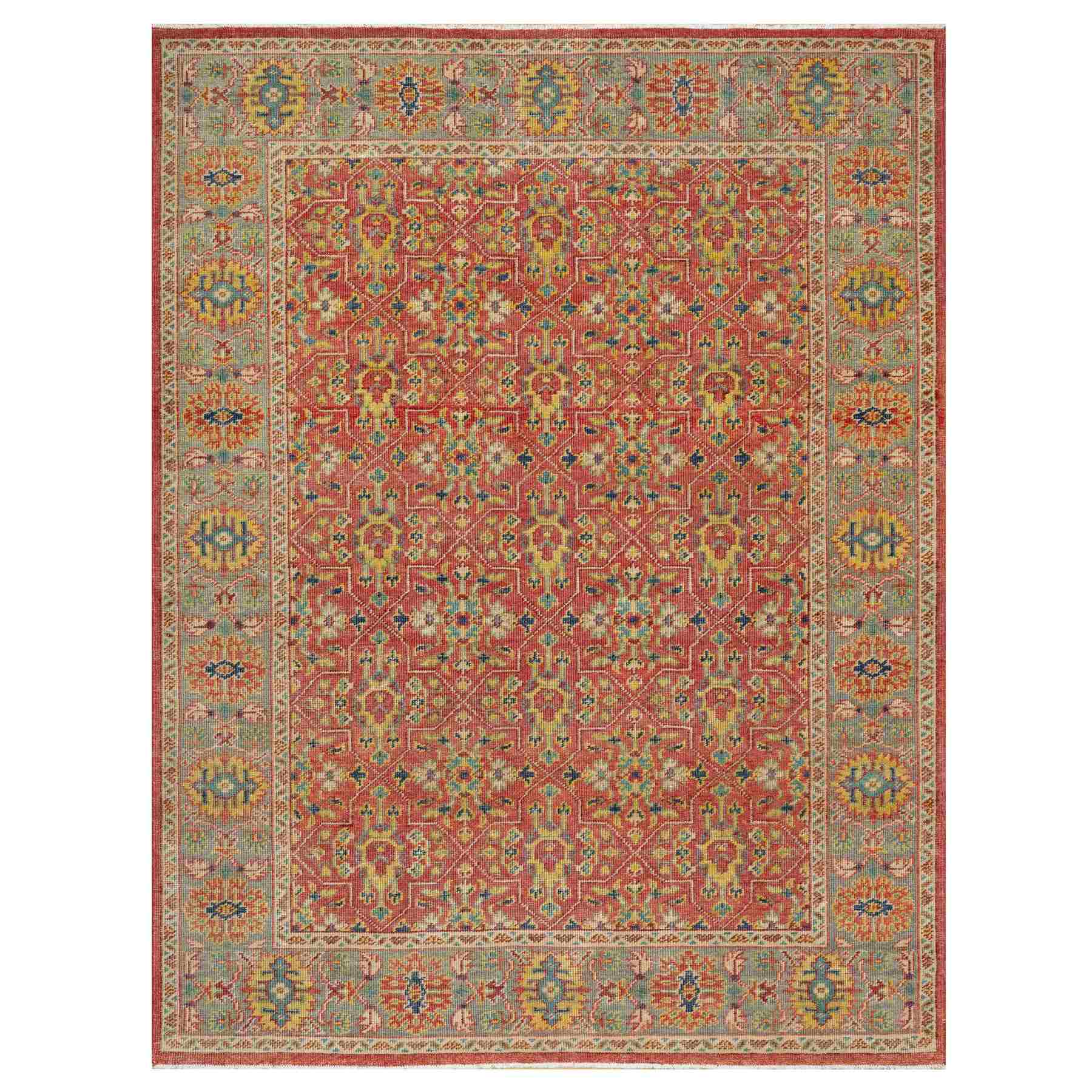 Oushak-And-Peshawar-Hand-Knotted-Rug-454785