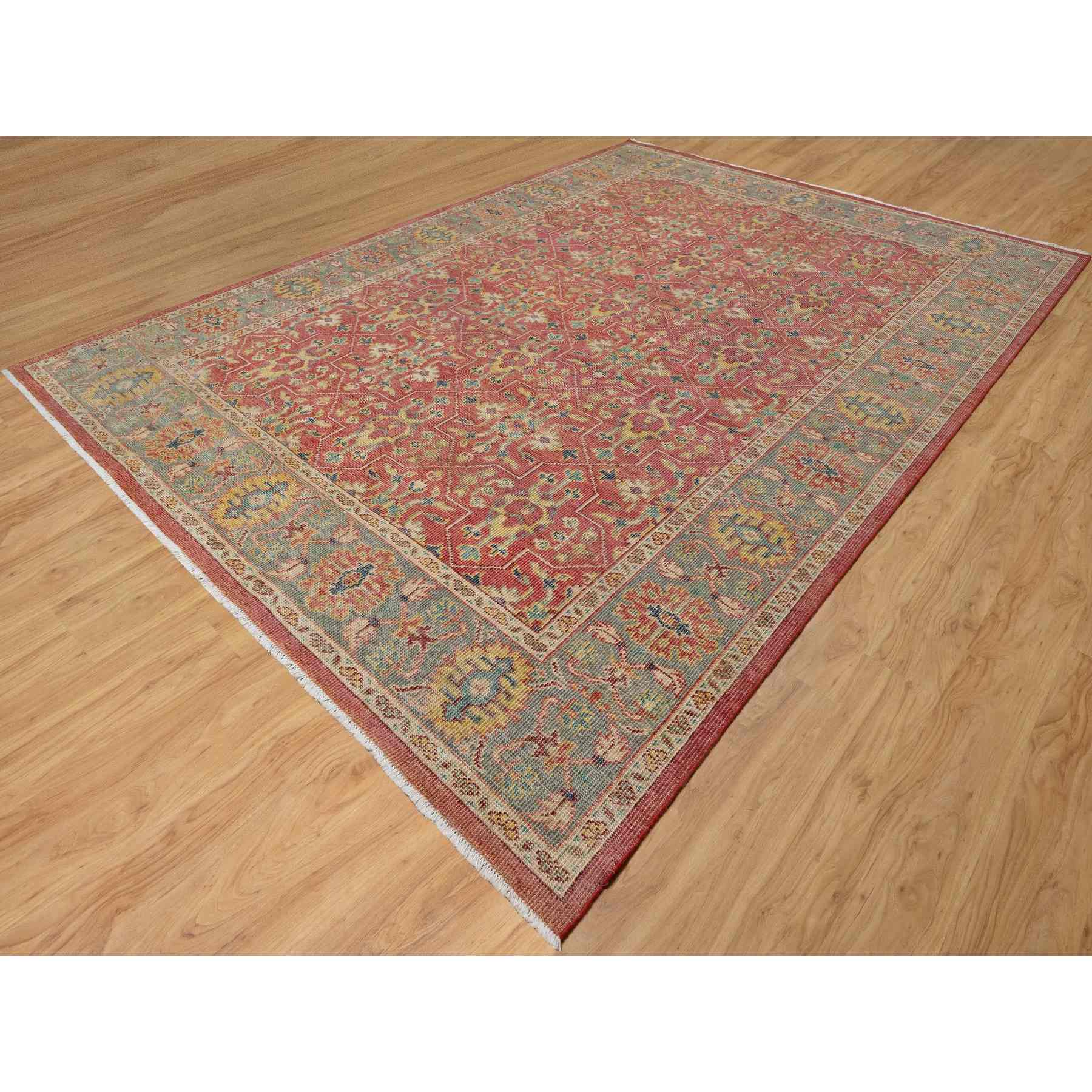 Oushak-And-Peshawar-Hand-Knotted-Rug-454800